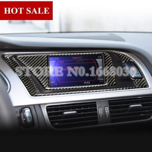 Carbon Fiber Console GPS Navigation Panel Trim Cover For Audi A4 S4 2008-2015 2pcs Car accesories interior Car Trim