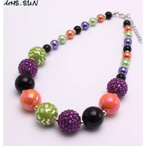 MHS.SUN Newest Halloween Fashion Kids Girls Chunky Bubblegum Beaded Necklace Baby Charming Chokers For Children Party Gifts 1PC