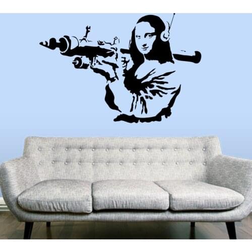 BANKSY Gioconda Terrorist WALL STICKER Home Decor Street Art Vinyl Decals Removable Mural Decals House Decoration