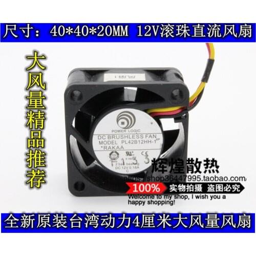 NEW POWER LOGIC PL42B12HH-1 4020 4CM silence 12V 0.18A Double Ball bearing cooling fan
