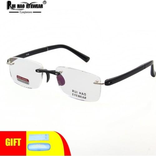 Reading Eyeglasses Unisex Presbyopic Glasses Super Light Rimless Spectacles Frame Read Resin Lenses 1329