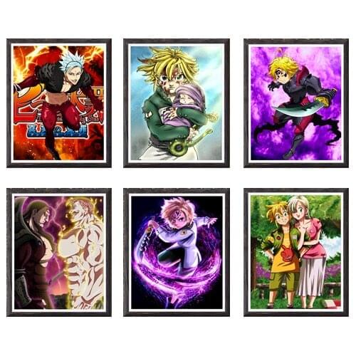 Wrath Melioda Sins of Ban Escanor Elizabeth Poster Art Prints Artwork for Home Decor,8 x 10 Inches,No Frame,Set of 6 Piece