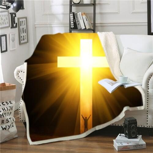 Cross blanket Jesus cross printing plush Sherpa blanket air conditioning blanket sofa blanket new blanket bedding