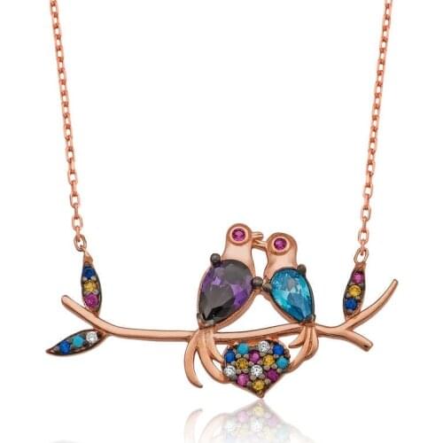 Tevuli 925 Sterling Silver Love Dove Birds Necklace