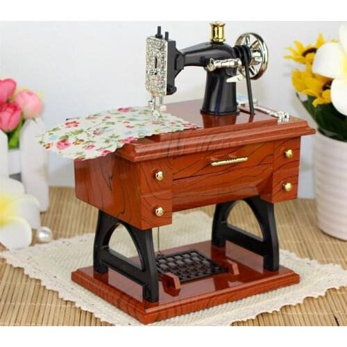 Vintage Music Box Sewing Musical Toy Sewing Machine Music Sartorius Model Play Creative Gift