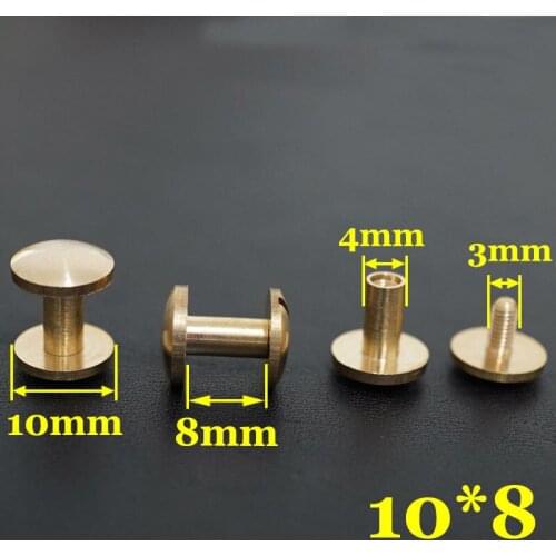 50pc Q2-10x8 Solid Brass belt screw Chicago Screw Leathercraft