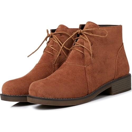 Big Size boots women shoes ankle boots for women ladies boots shoes woman winter Cross strap with round head