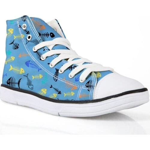 NOISYDESINGS 2018 Cute Kitty Fish Bone Print Shoes Adult Casual shoes Women Canvas Sneakers Ladies Shoes Flats Womens sneakers