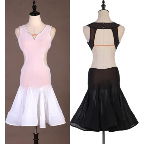 New Latin Dance Dress Women Senior Sleeveless Big Swing Practice Clothes Female Rumba Tango Samba Performance Costumes DQL3017
