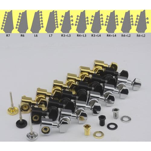 1 Set 6/7/8 Strings No Screw Locking Sealed Guitar Machine Heads Tuners Black/Gold/Chrome Silver Guitar Parts