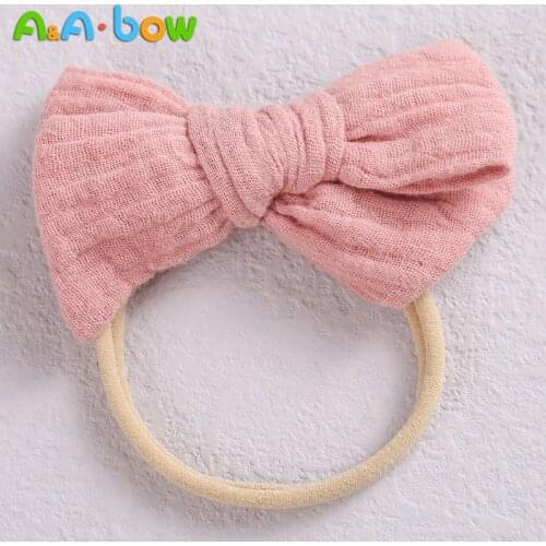 1pcs 9cm Bow Hair Bands for Baby Girls Handmade Fashion Cotton Bowknot Baby Headwear Girl Headband Kids Hair Accessories