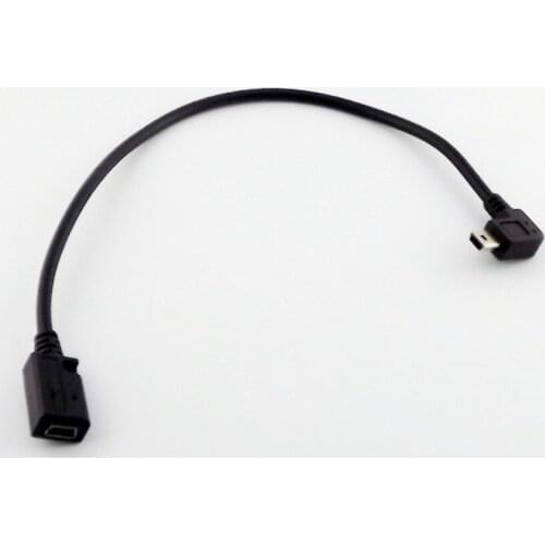 1pcs Mini USB 5 Pin Female To Male Right Angled Extension Data Adapter Cable Cord 25cm