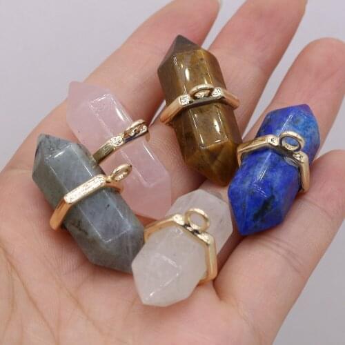 10PCS/LOT Natural stone two-pointed pendant DIY jewelry handmade earrings necklace accessories