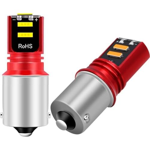 2PCS New 1156 P21W 7506 BA15S R10W Super Bright CSP LED Car Brake Lights Turn Signal Bulb Auto Reverse Lamp Red White Yellow 12V