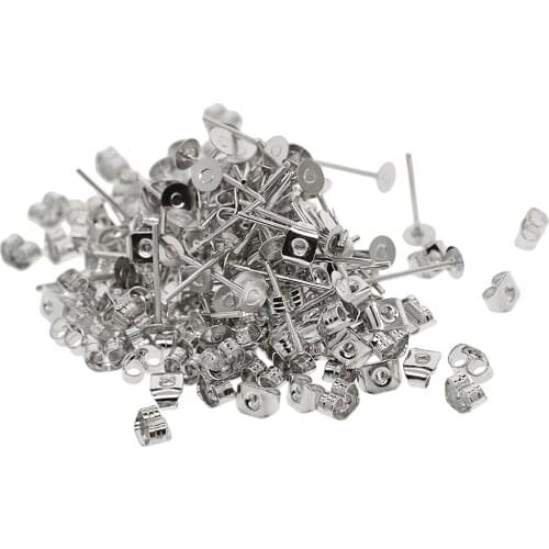 200 Pairs 4mm Iron Earring Posts And Backs Jewelry For DIY Earring Findings