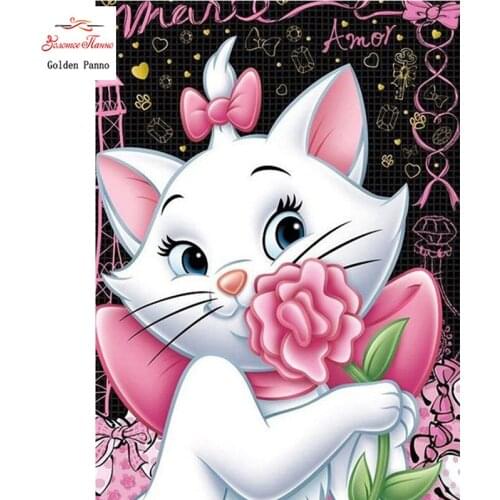 5D DIY Diamond Painting Cartoon Full Square Rhinestone Mosaic Diamond Embroidery Cross-stitch Kits Cat Home Decoration 12