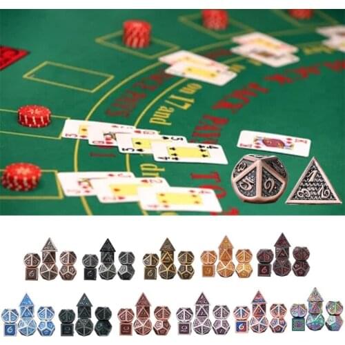 7pcs/set Metal Dice Set RPG MTG DND Metal Polyhedral Dice Role Playing Games