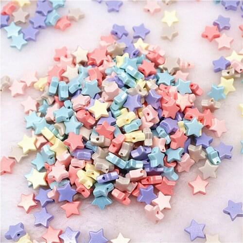 10mm Acrylic Spacer Beads Five-pointed Star Macaron Color Symphony Loose Beads for Jewelry Making DIY Handmade Accessories