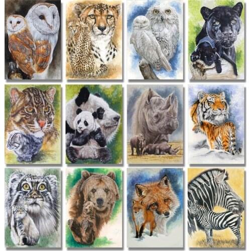 100% Full 5d Diy Daimond Painting "animal Family" 3d Diamond Painting Round Rhinestones Diamant Painting Embroidery Cartoon
