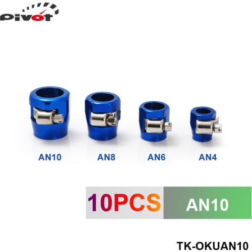 AN10 21MM Push On Hose End Cover + Clamp Adapter Blue Aluminum Anodize Fitting PT-OKUAN10