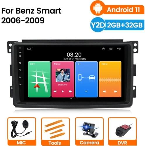 2DIN Android 11 2din Car Radio Multimedia Video Player For Smart fortwo 2005 2006 2007 2008 2009 2010 Navigation GPS audio 2 DIN