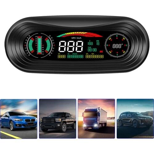 Auto Head Up Display Car GPS Speedometer Windshield Speed Projector Inclinometer Latitude HUD Display Anti Fatigue Driving Alarm