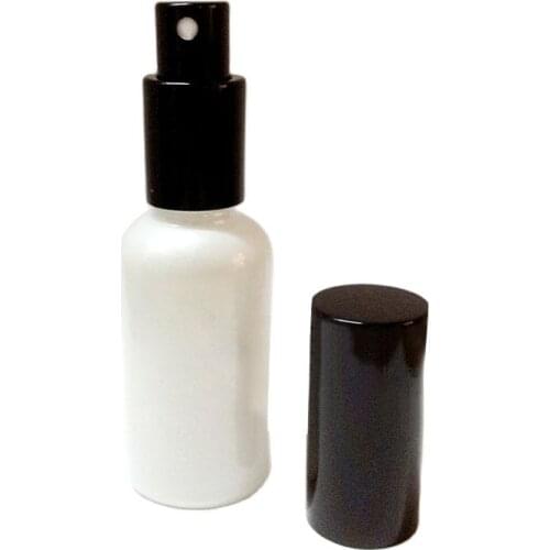 30ml white glass bottle with silver/black/gold mist sprayer pump and lid for essential oil containing , essential oil bottle
