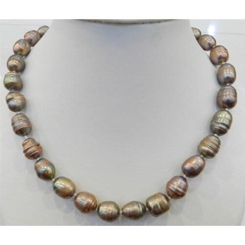 Free shopping! 10-11MM CHAMPAGNE NATURAL TAHITIAN PEARL NECKLACE 18" AAA