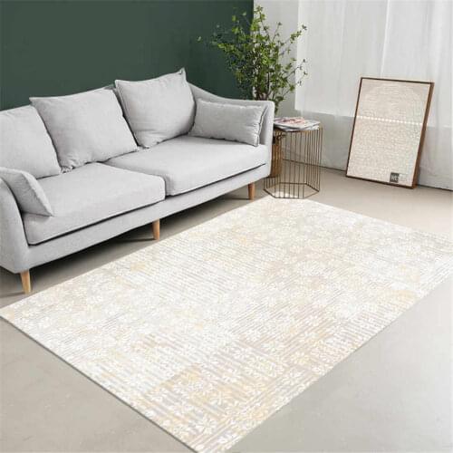 Beige Geometric Strip Floral Area Rug For Home Living Room Nordic Style Large Hallway Carpet Vintage Room Decoration Bedside Rug