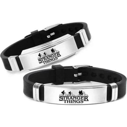 Stranger Things Anime Movie Bracelet Classic Stainless Steel Width Chain Bracelet for Men Women Jewelry Gift