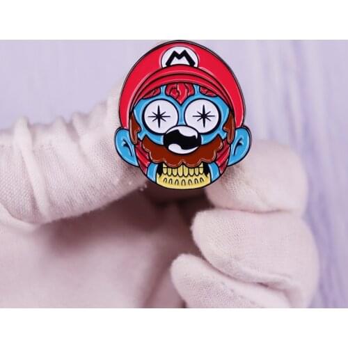 Super-Mario Bros Enamel Pin Mariooo Head Brooch Retro Video Game Badge Backpack Fashion Jewelry Gift