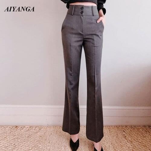 Suit Pants For Women 2018 OL Blazers Trousers For Women Autumn Winter High Waist Flare Pants Slim Office Ladies business attire