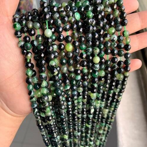 Factory price Natural Stone Faceted Green Crystal Agat Round Beads 15.5" Strand 6 8 10 12 MM Pick Size For Jewelry Making Supply
