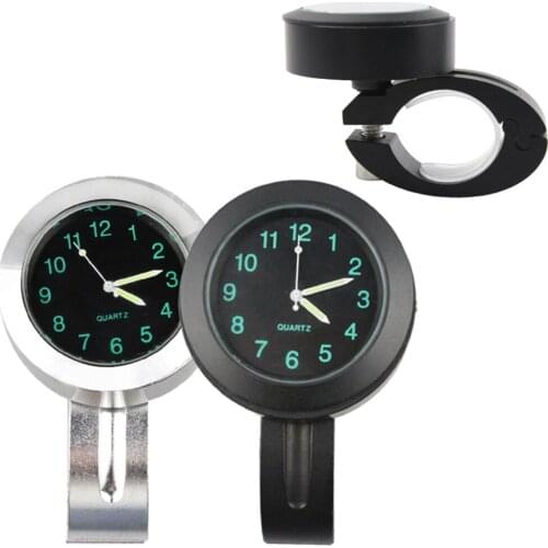 7/8"Stainless Universal Motorcycle Handlebar Watch Bike Hand Grip Bar Mount Dial Clock Waterproof For Scooter Bicycle Motor ATV