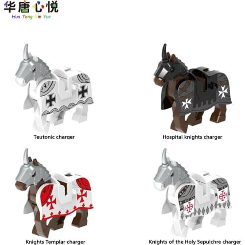 Figures Animals XH1738 Series Medieval Military Templar Horse Steed Building Block Educational Toy Six Year Old Kid Gift Figures