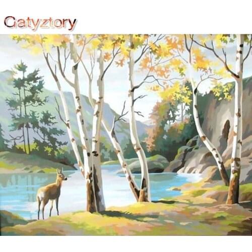 GATYZTORY Frameless DIY Painting By Numbers Natural Scenery Painting Calligraphy Modern Wall Art hand painted oil painting for h