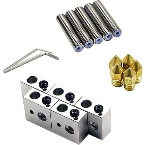 Throat Tube 15 Piece / Set 1.75mm + Extruder Nozzle Print Heads 0.4mm + Hotend Heating Pads for MK8 Makerbot ANET