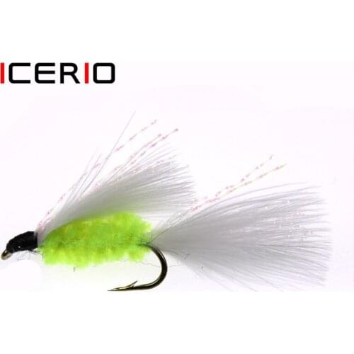 ICERIO 8PCS Cats Whisker Streamers Fly Tying Hook Trout Fishing Fly Lures Bait #10