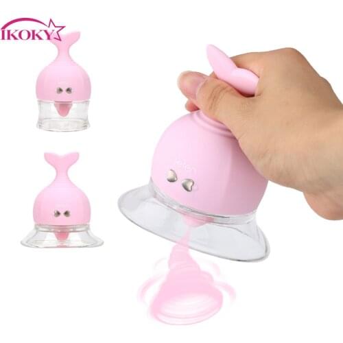 IKOKY Licking Vibrator Nipple Sucker Massager Female Orgasm Tongue Vibrator Vaginal Clitoris Stimulator 7 Frequency Vibration