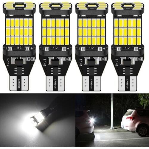 Katur 4pcs 1200Lm Led T15 led W6W Canbus Bulbs 921 912 Error Free car Backup Reverse Lights bulbs for car 6000K White Amber 12V