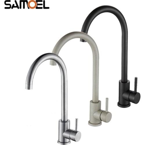 Classic Traditional Economic Stainless Steel Kitchen Sink Cold Hot Water Mixer Tap Matte Black Single Hole Kitchen Faucet B3417