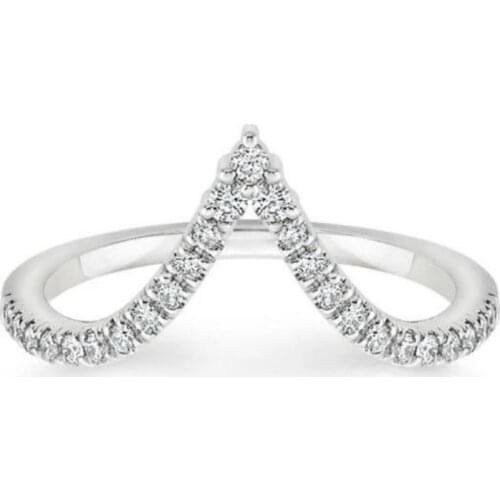 Solid 925 Sterling Silver Geometric Wave Letter V Band Ring Fine Jewelry for Women Engagement Party Stacking Accessories