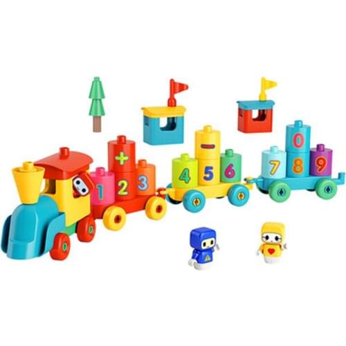 Brock large particle plug-in building block model educational toy variable digital logic small train