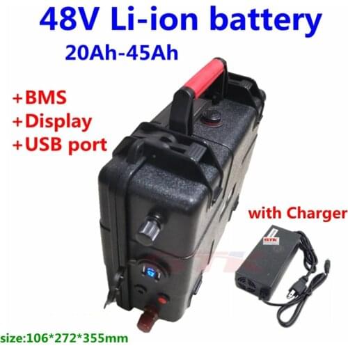 Lithium 48V 30Ah 35Ah 45Ah 48V Li ion battery pack with BMS for ebike scooter electric bike wheelchair +3A Charger