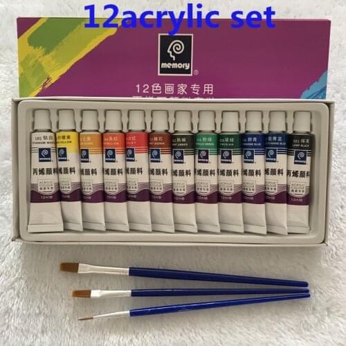 High Quality Acrylic Paints Tube Set Nail Art Painting Drawing Tool For The Artists 12ML 12 Colors Free For Brush