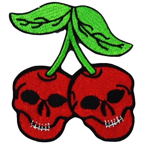 Cherry Skull Cute Cartoon Heat Pressing Embroidered Patches Appliques Clothing Iron on Sewing Badges Custom Accessories Crafts