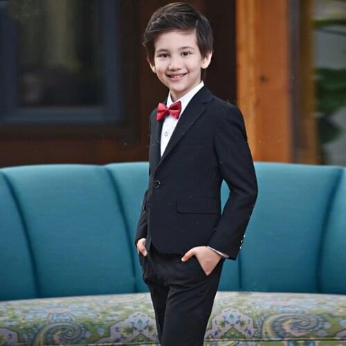 New Fashion Handsome Kids Blazer Dark Green Prom Wedding Boy Tuxedo Children Clothing Set Cute Formal Suit 2Pcs (Jacket+Pants)
