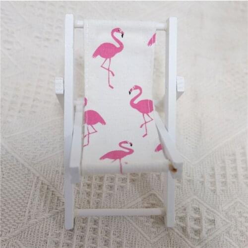 Limited Wooden for barbie beach chair original Doll furniture accessories sofa Flamingo Mango Pattern Beach Chair