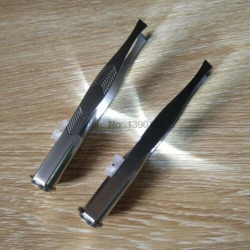 By dhl 500pcs high quality Make Up Tool LED Light Eyelash Eyebrow Hair Removal Tweezer Stainless Steel