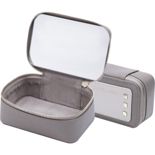 Rownyeon Portable Mini Lipstick Case Makeup Bag with Mirror PU Leather